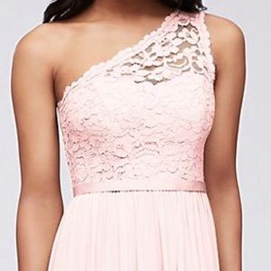David’s Bridal one shoulder lace bridesmaid dress